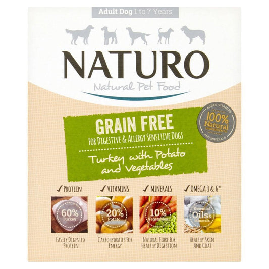 Naturo Adult Grain Free Turkey with Potato & Veg Trays 400g - North East Pet Shop Naturo
