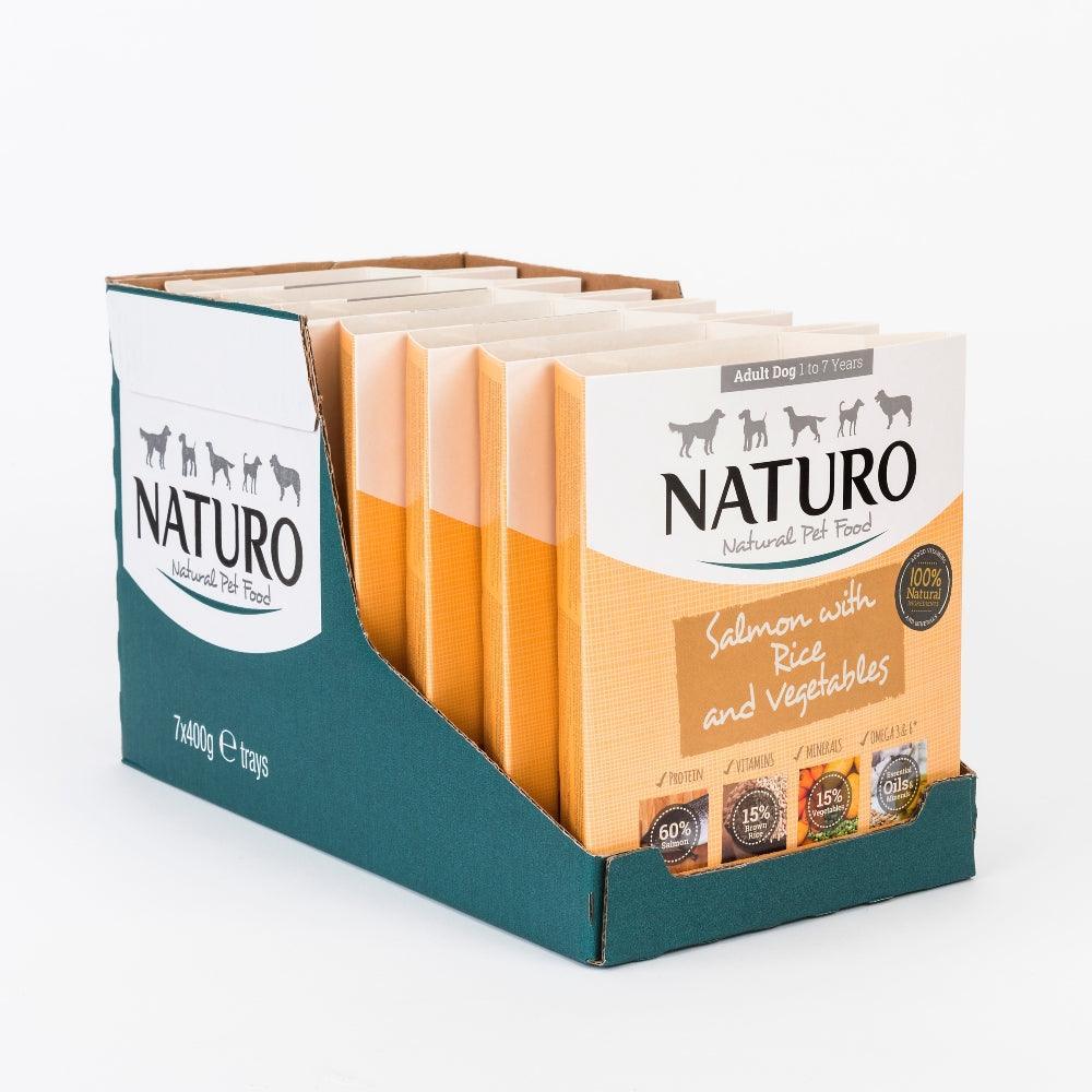 Naturo Adult Salmon with Rice & Veg Trays 400g - North East Pet Shop Naturo