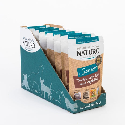 Naturo Senior Dog Turkey with Rice & Veg Pouches 8 x 150g - North East Pet Shop Naturo