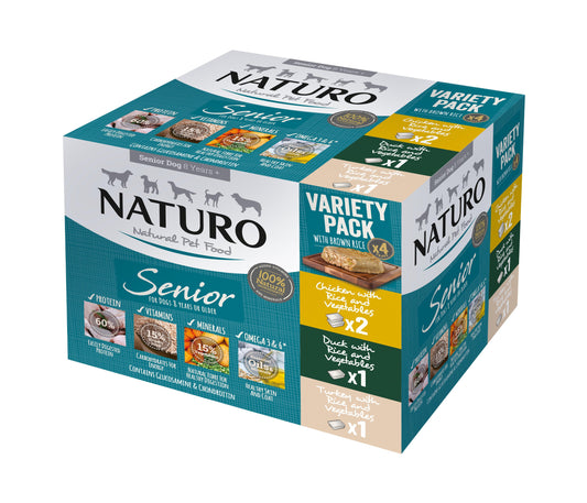 Naturo Senior Variety with Rice & Veg Trays 4x400g - North East Pet Shop Naturo
