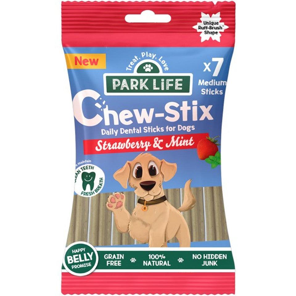 Park Life Chew-Stix Strawberry & Mint 180g (7x Medium Sticks) - AS SEEN ON DRAGONS DEN - North East Pet Shop Park Life