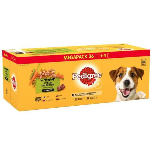 Pedigree Pouch Mix Selection Complete In Gravy 40/x100g Mega Box - North East Pet Shop Pedigree