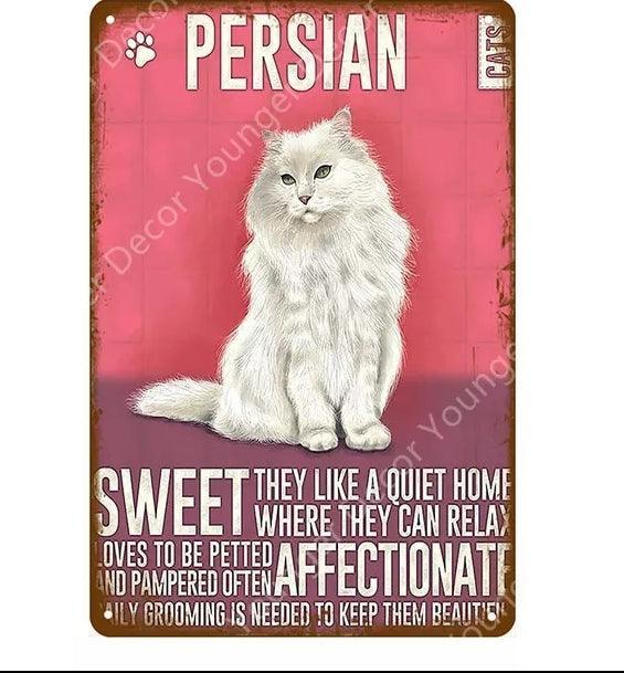 Persian Cat Tin Sign - North East Pet Shop Dog Shack UK