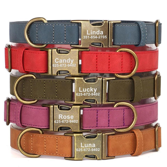 Personalised Dog Collar and Leash Set - Leather - North East Pet Shop Dog Shack UK