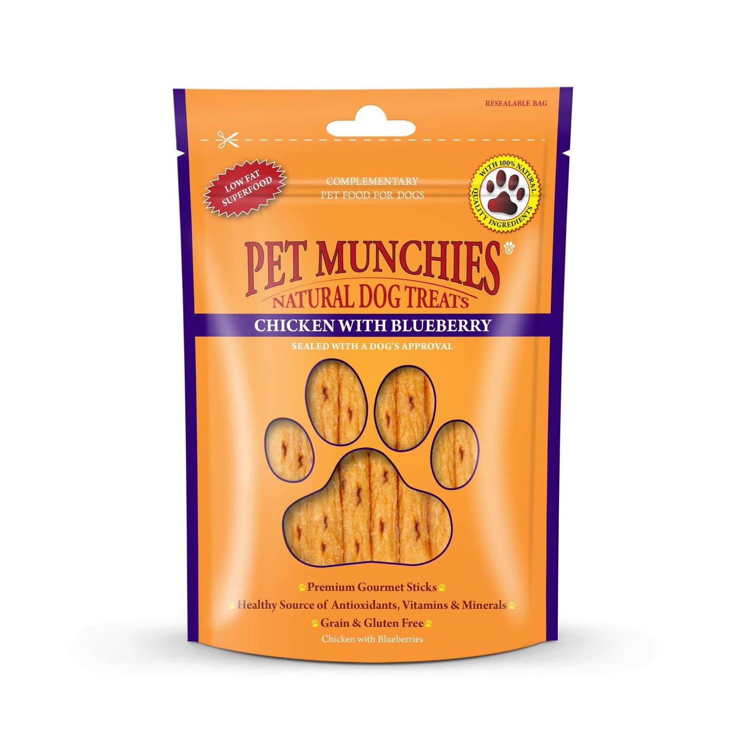 Pet Munchies Chicken & Blueberry 8x80g - North East Pet Shop Pet Munchies