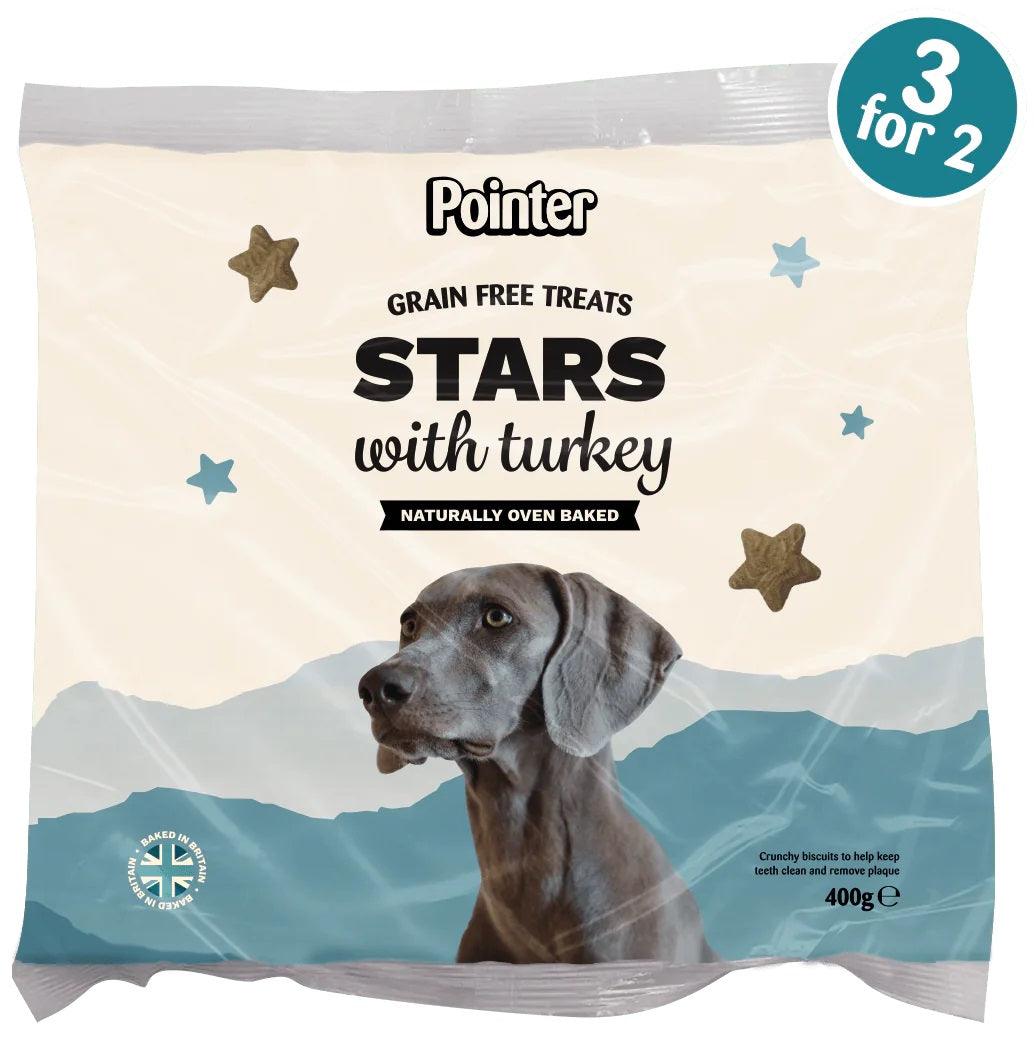 Pointer Stars Turkey Grain Free Treats 6x400g - North East Pet Shop Pointer