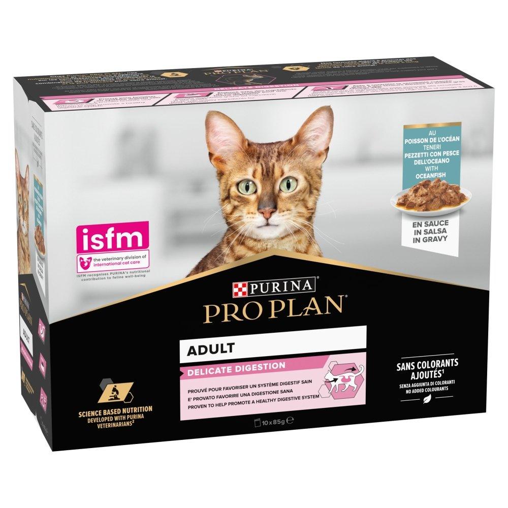 Pro Plan Adult 1+ Delicate Digestion with Ocean Fish Gravy Pouches 10 x 85g - North East Pet Shop Purina