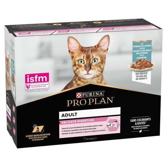 Pro Plan Adult 1+ Delicate Digestion with Ocean Fish Gravy Pouches 10 x 85g - North East Pet Shop Purina