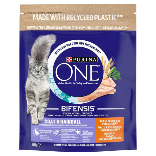 Purina One Adult Cat Coat&Hairball4x750g - North East Pet Shop Purina One