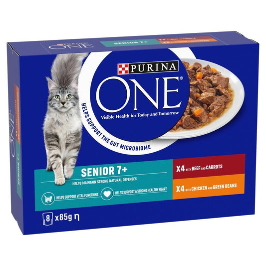 Purina One Senior Cat Chk/Bf Pch 5x8x85g - North East Pet Shop Purina One