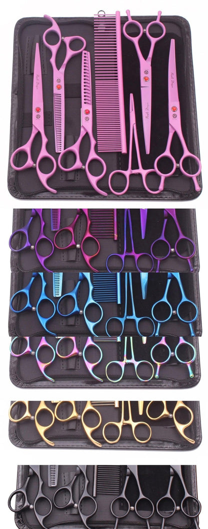 Purple Dragon Dog Grooming Scissors Kit 7" 6.5" Stainless Pet Kit - North East Pet Shop Dog Shack UK