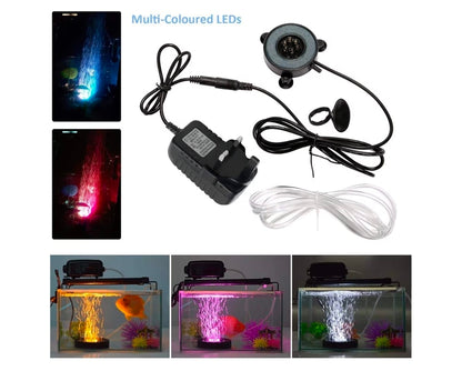 LED Aquarium Fish Tank Air Stone - Multicolor Light