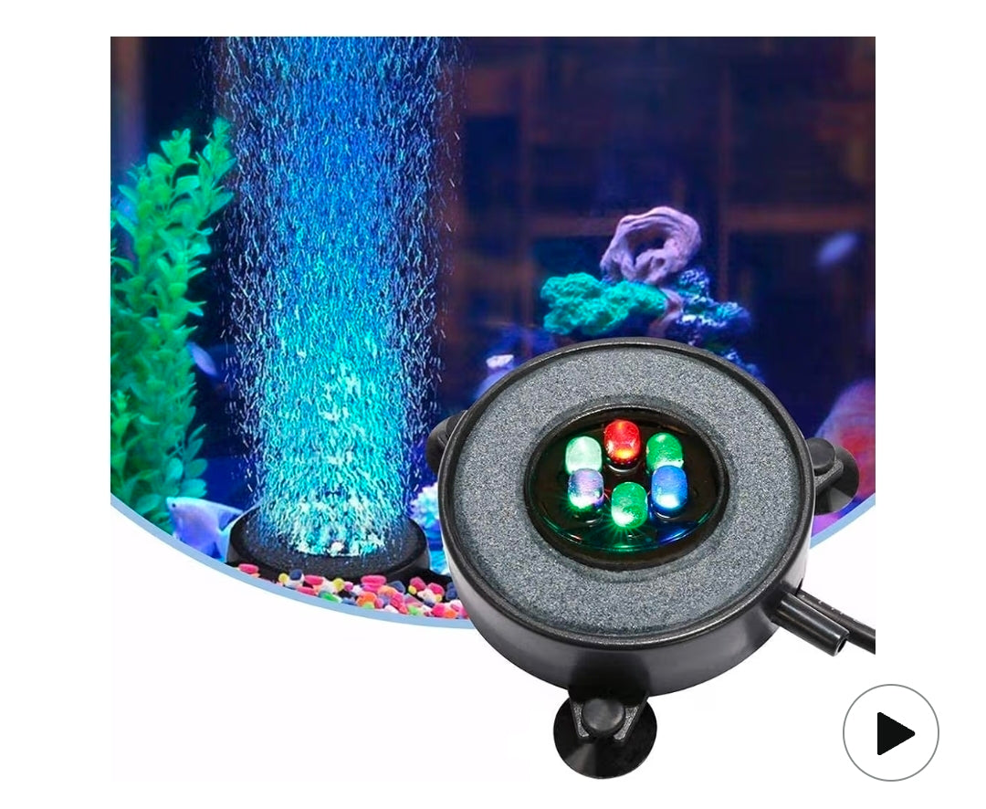 LED Aquarium Fish Tank Air Stone - Multicolor Light
