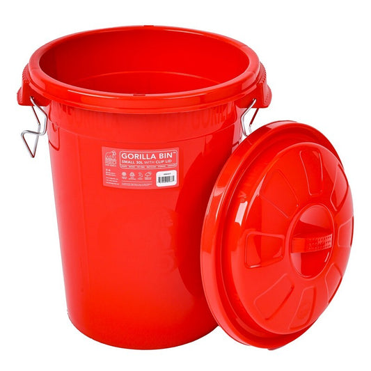 Red Gorilla Bin with Clip Lid Red 80 litre