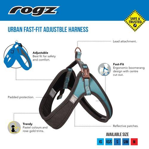 Rogz URBAN Adj Fast-Fit Harness Dove Grey - North East Pet Shop Rogz