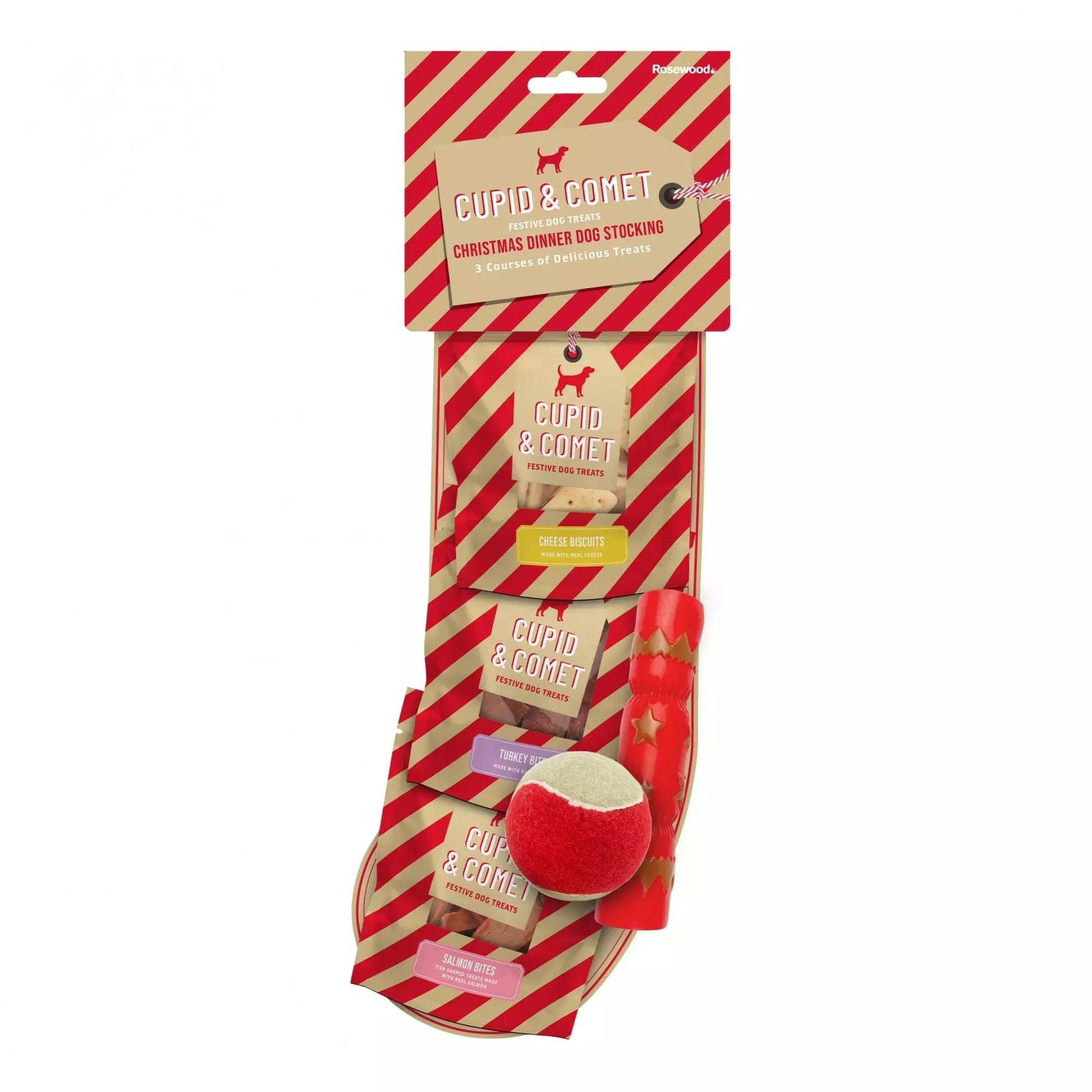 Rosewood Cupid & Comet Christmas Dinner Dog Stocking - North East Pet Shop Rosewood