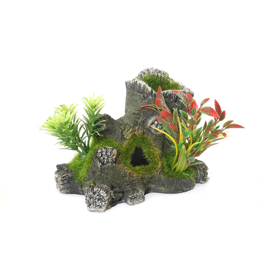 Rosewood Hollow Stump with Plant Small - North East Pet Shop Rosewood