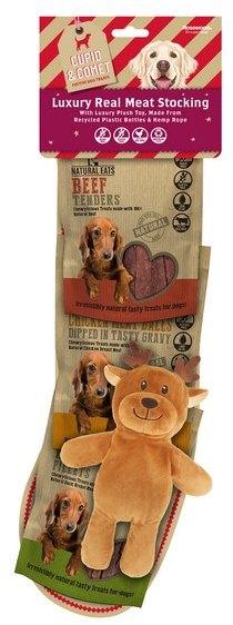 Rosewood Luxury Natural Eat Dog Stocking with Rope Reindeer - North East Pet Shop Rosewood