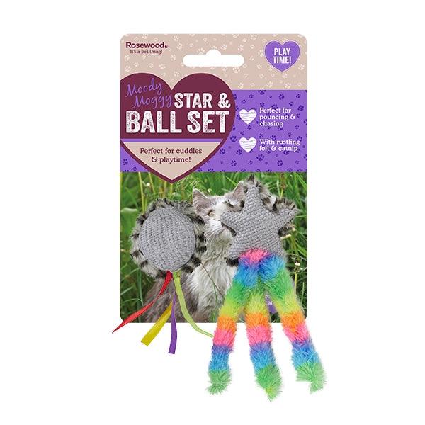 Rosewood Moody Moggy Star & Ball Set 4x2 - North East Pet Shop Rosewood