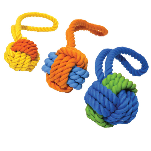 Rosewood Rubber & Rope Ball Tug 11"x3 - North East Pet Shop Rosewood