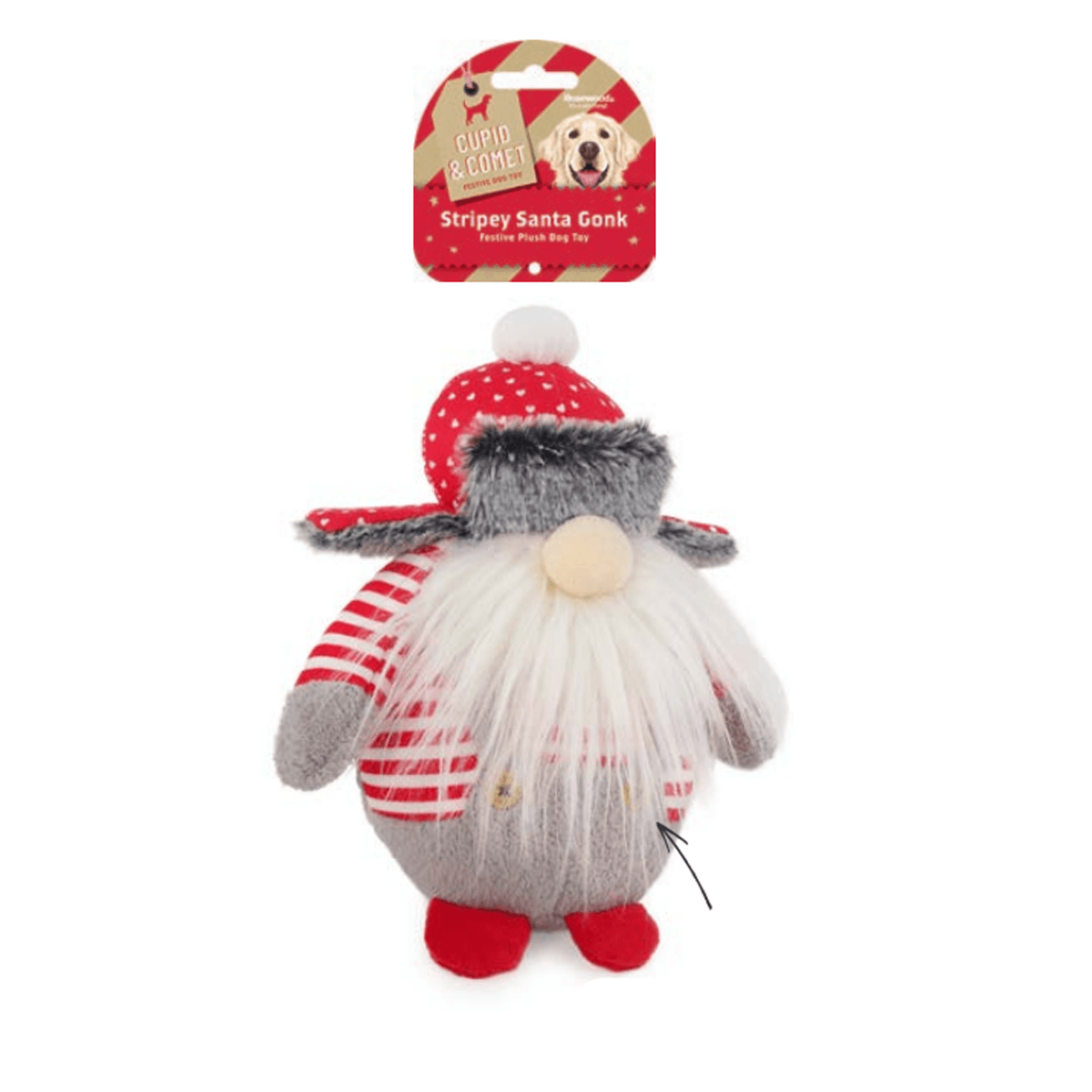 Rosewood Stripey Santa Gonk Dog Toy - North East Pet Shop Rosewood