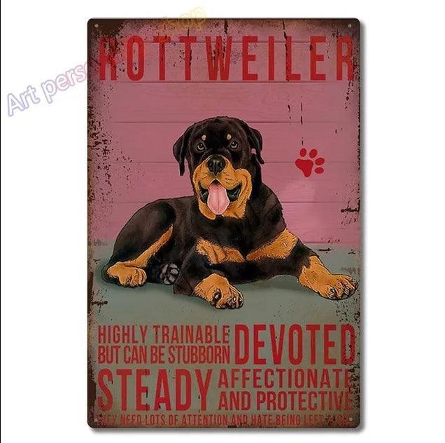 Rottweiler Tin Sign - North East Pet Shop Dog Shack UK