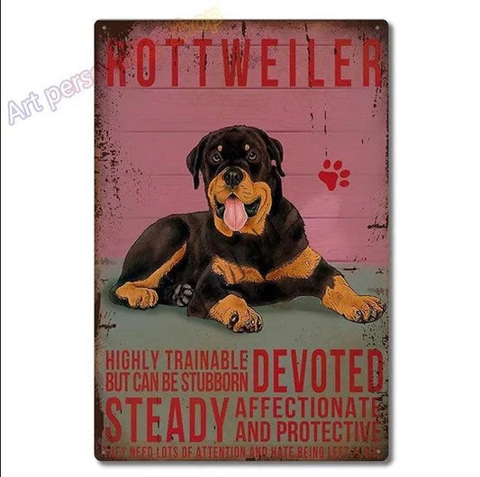 Rottweiler Tin Sign - North East Pet Shop Dog Shack UK