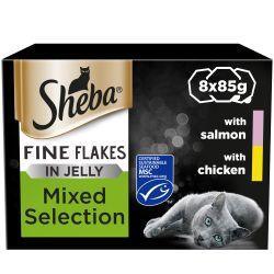 SHEBA Fine Flakes Adult Wet Cat Food Mixed Selection in Jelly 32 Pack, 85g - North East Pet Shop Sheba