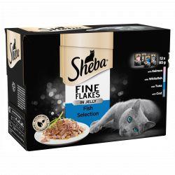 SHEBA Fine Flakes Cat Pouches Fish Collection in Jelly 12 pack - North East Pet Shop Sheba