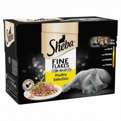 Sheba Fine Flakes Cat Pouches Poultry Collection in Jelly 12pk - North East Pet Shop Sheba