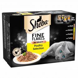 Sheba Fine Flakes Cat Pouches Poultry Selection in Gravy 12PK - North East Pet Shop Sheba