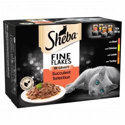 Sheba Fine Flakes Cat Pouches Succulent Selection in Gravy 12PK - North East Pet Shop Sheba