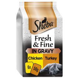 Sheba Fresh & Fine Wet Cat Food Pouches Chicken & Turkey in Gravy 6pk - North East Pet Shop Sheba