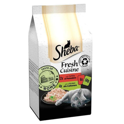 Sheba Fresh Cuisine Taste of Rome Turkey & Chicken & Poultry in Gravy Pouches 48 x 50g - North East Pet Shop Sheba