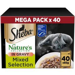 Sheba Natures Collection Cat Food Pouch Mixed Selection in Gravy 40pk - North East Pet Shop Sheba