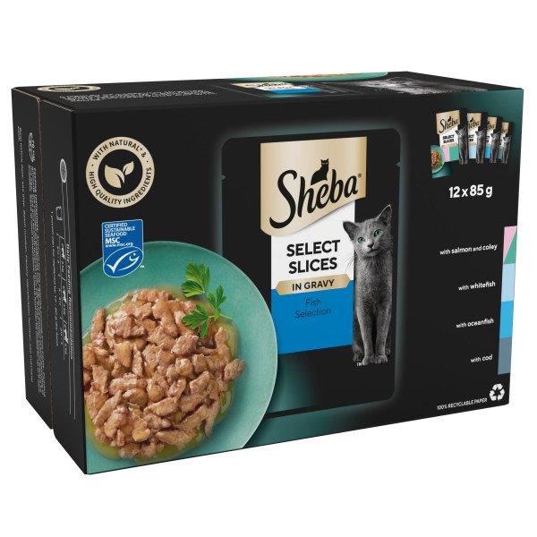 Sheba Pch Sel Slice Fish CIG 4x12x85g - North East Pet Shop Sheba