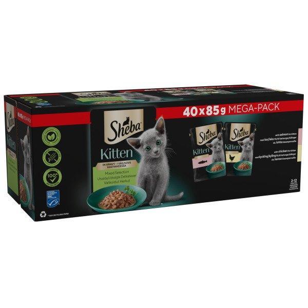 Sheba Pouch Gravy Sauce Collection Kitten Mixed 40x85g - North East Pet Shop Sheba