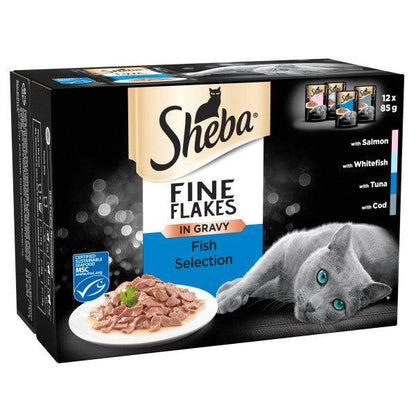SHEBA Sauce Collection Adult Cat Food Fish Selection 48 Pack, 85g - North East Pet Shop Sheba