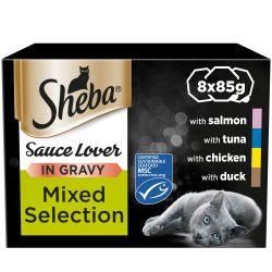 Sheba Sauce Lover Cat Food Trays Mixed Collection 8pk - North East Pet Shop Sheba