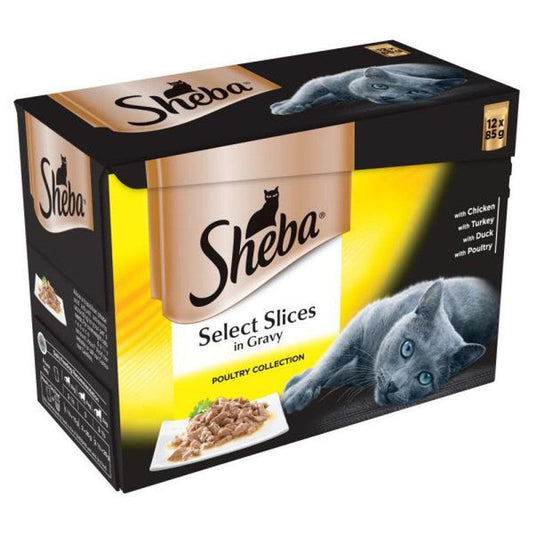 Sheba Select Slices Cat Pouches Poultry Collection in Gravy 48x85g - North East Pet Shop Sheba