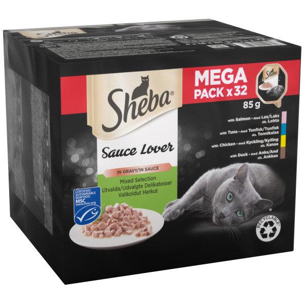 Sheba Tray Sauce Lover Mix 32x85g - North East Pet Shop Sheba