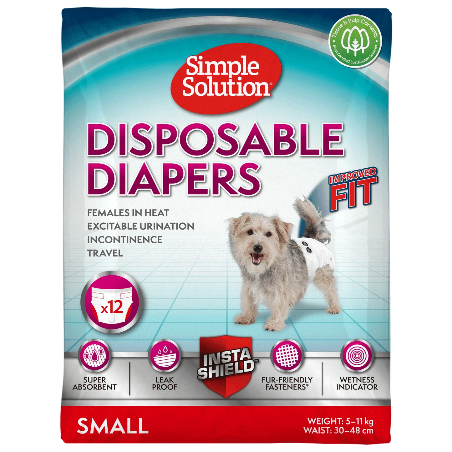 Simple Solution Bitch Disposable Diapers x 12 - Small - North East Pet Shop Simple Solution