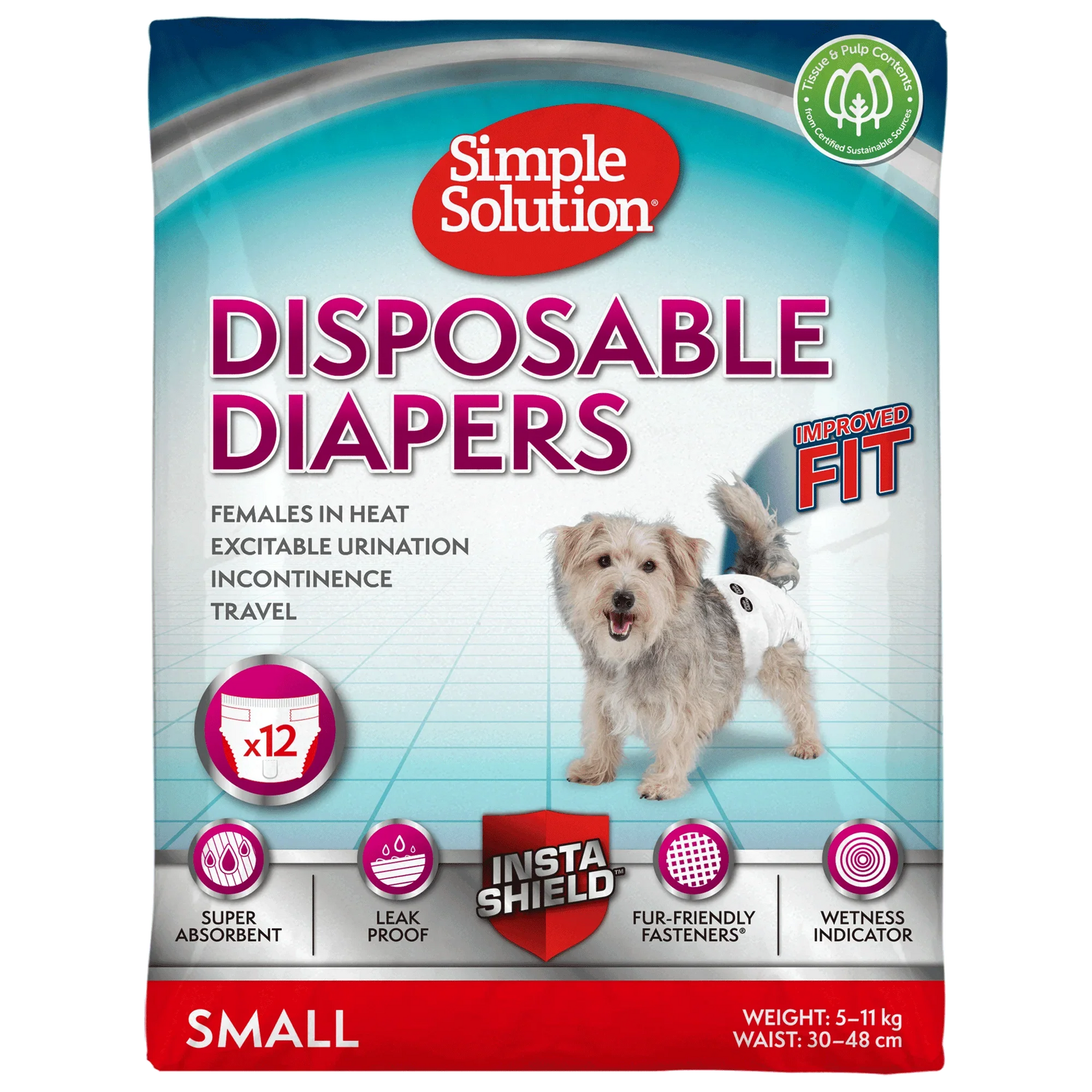 Simple Solution Bitch Disposable Diapers x 12 - Small - North East Pet Shop Simple Solution