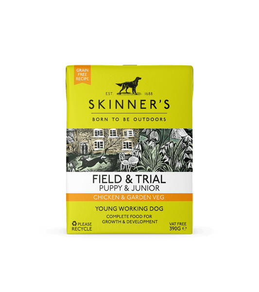 Skinners Field & Trial Puppy & Junior Chicken & Garden Veg GF 18 x 390g - North East Pet Shop Skinners