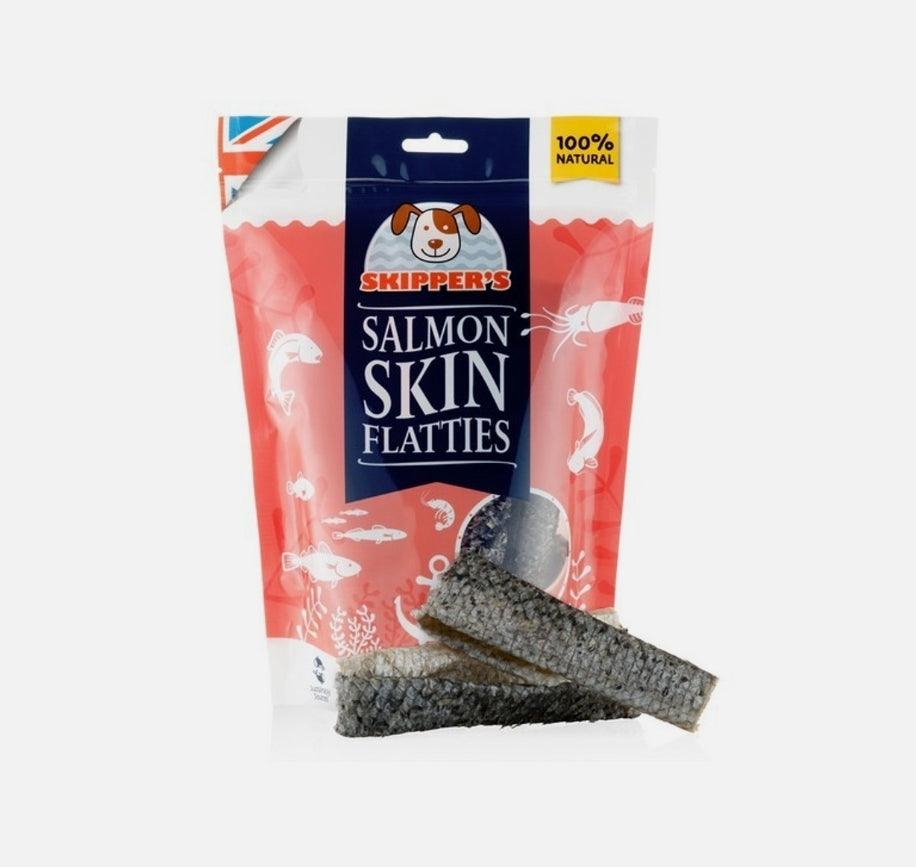 Skippers Dried 100% Salmon Skin Flatties 100g - North East Pet Shop Skippers