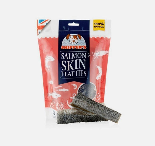 Skippers Dried 100% Salmon Skin Flatties 100g - North East Pet Shop Skippers