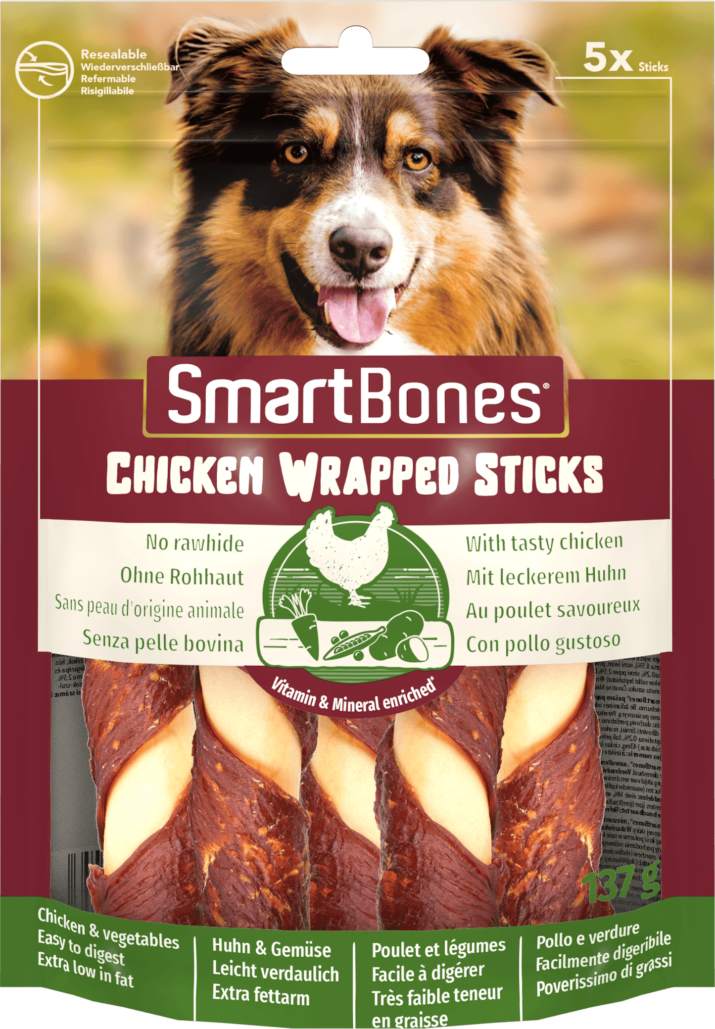 SmartBones Chick Wrap Stick Med 5pc x 10 - North East Pet Shop SmartBones