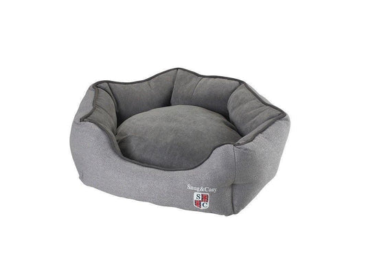 Snug & Cosy Bolster Plain Grey Oval Bed - North East Pet Shop Snug & Cosy