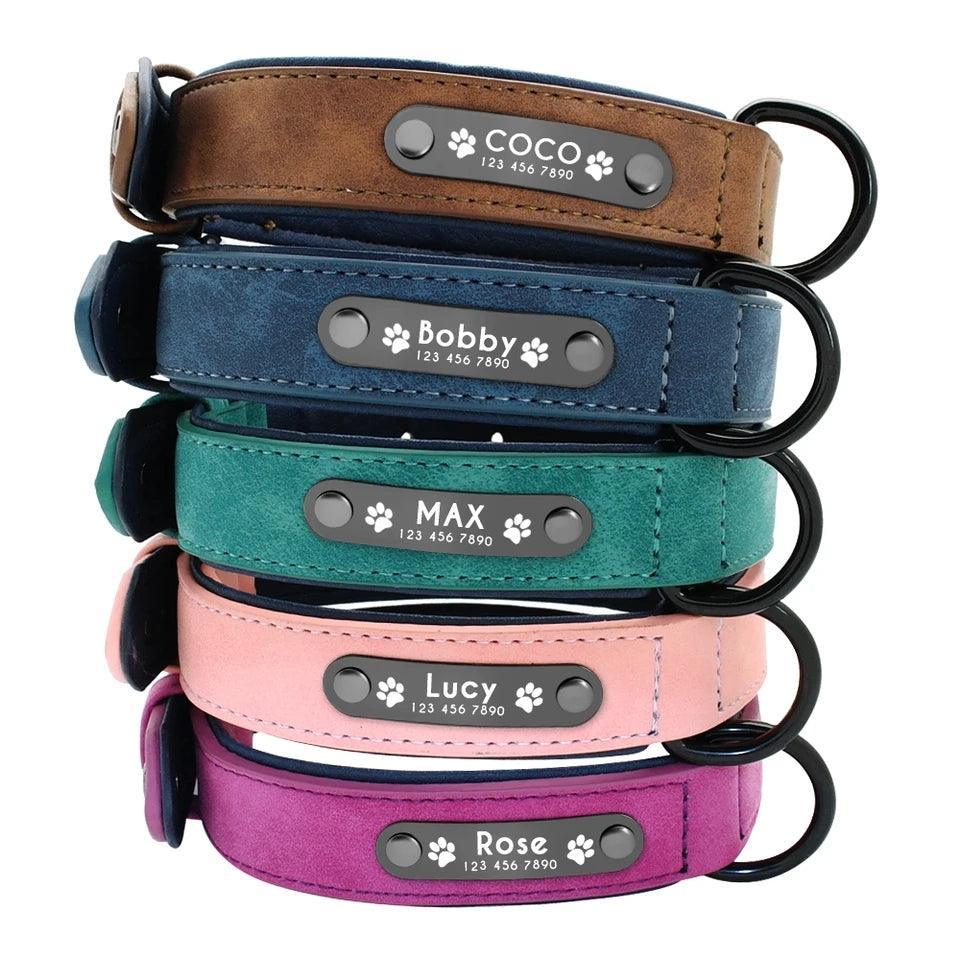 Soft Leather Collar with Custom Tag - North East Pet Shop Dog Shack UK