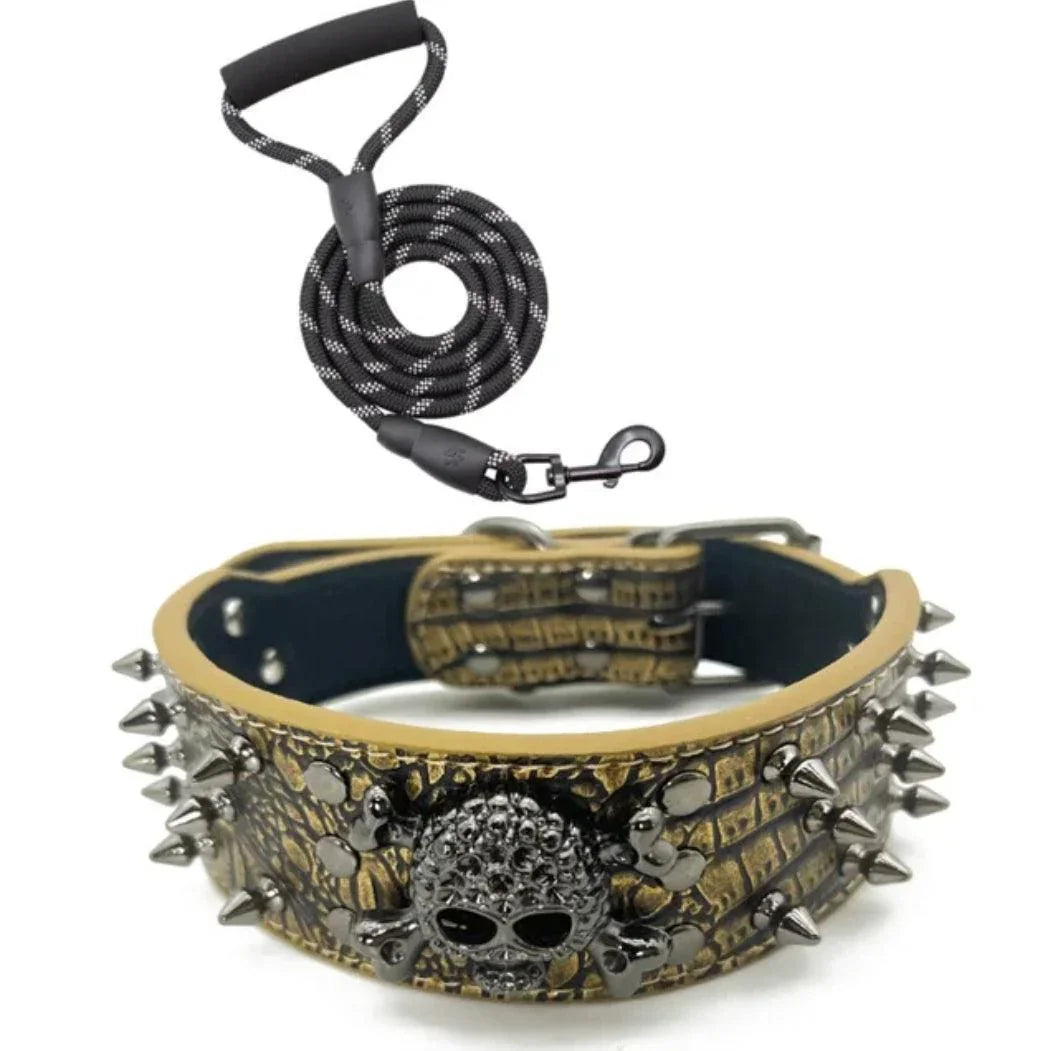 Spiked Collar & Lead Matching Set.